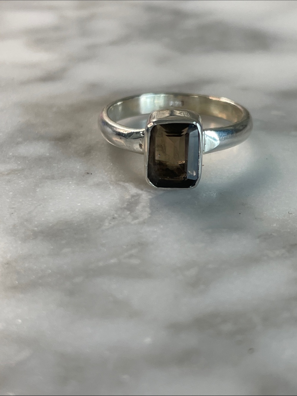 Sterling Silver Smoky Quartz Rectangular Ring size 7